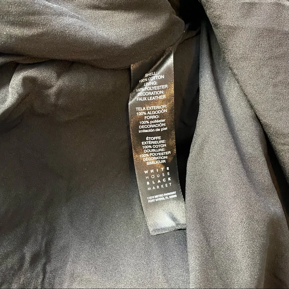 White House Black Market Black Large Button Tweed and faux leather Skirt size 8 - Picture 8 of 12